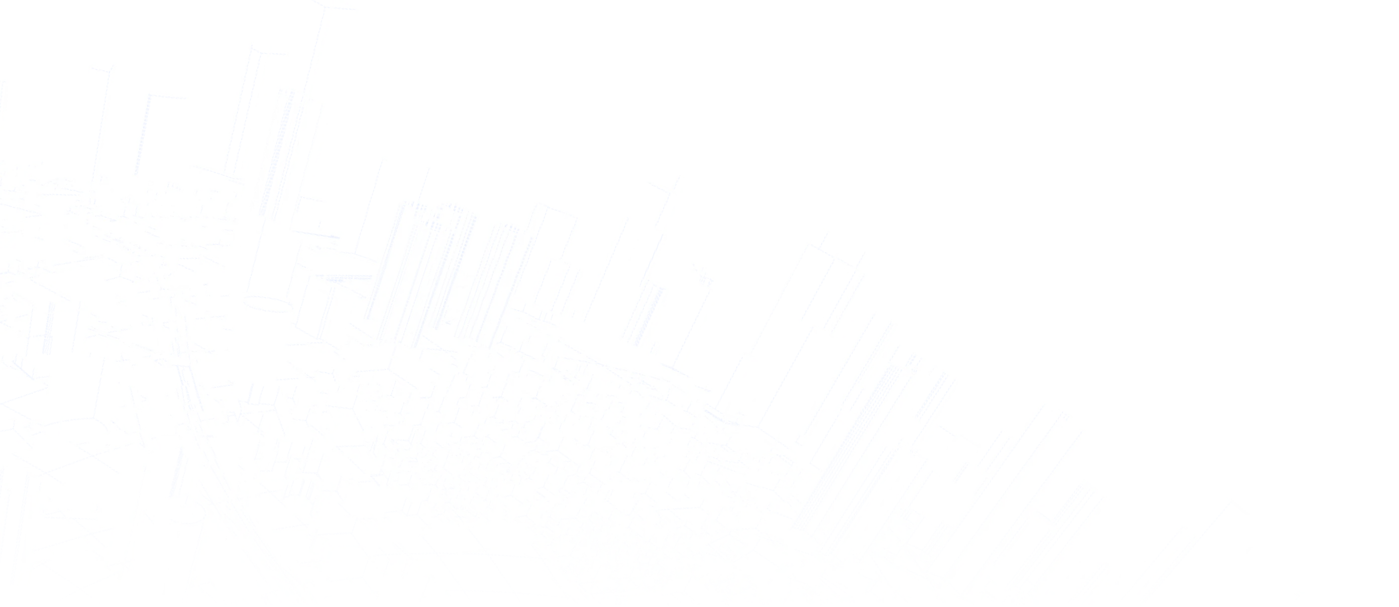 球面上の都市を白いワイヤーフレームで表した俯瞰の3Dイラスト